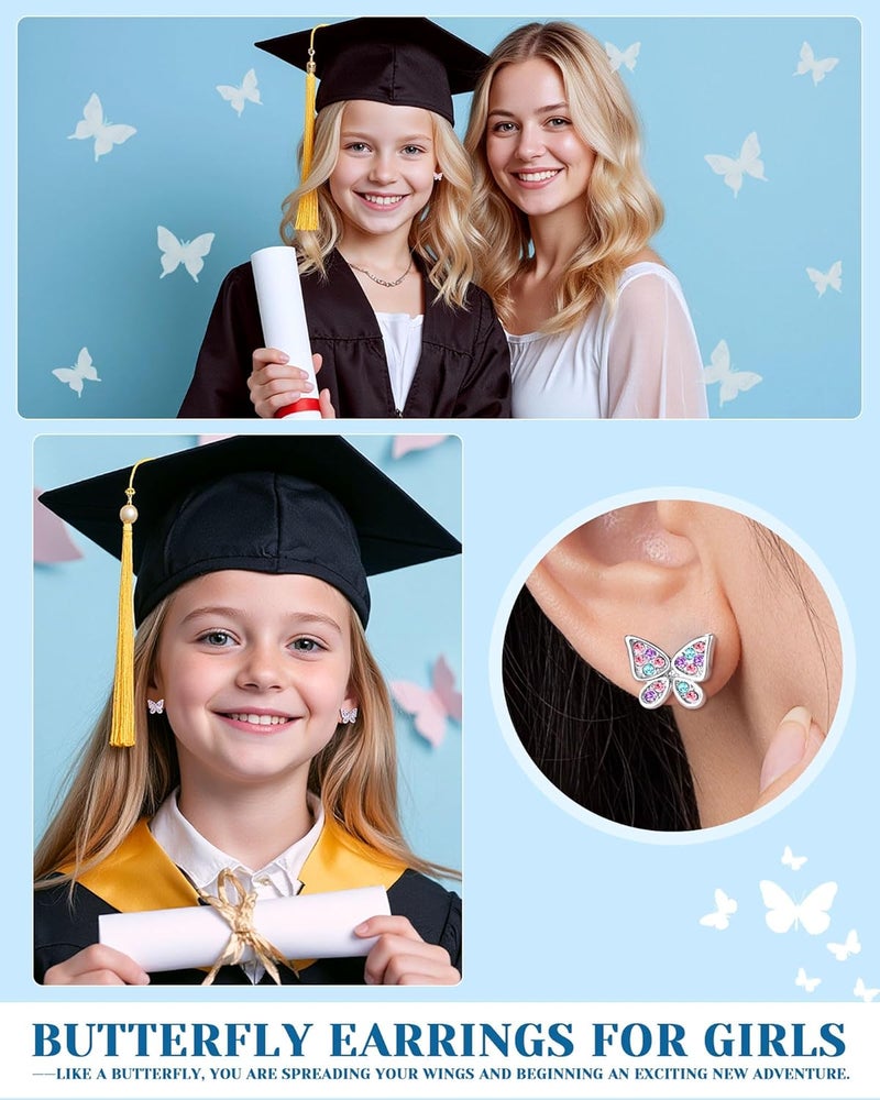 UPROMI Hypoallergenic Butterfly Earrings for Daughter/Granddaughter/Niece, Valentines Christmas Birthday Gifts for Girls - Image 2